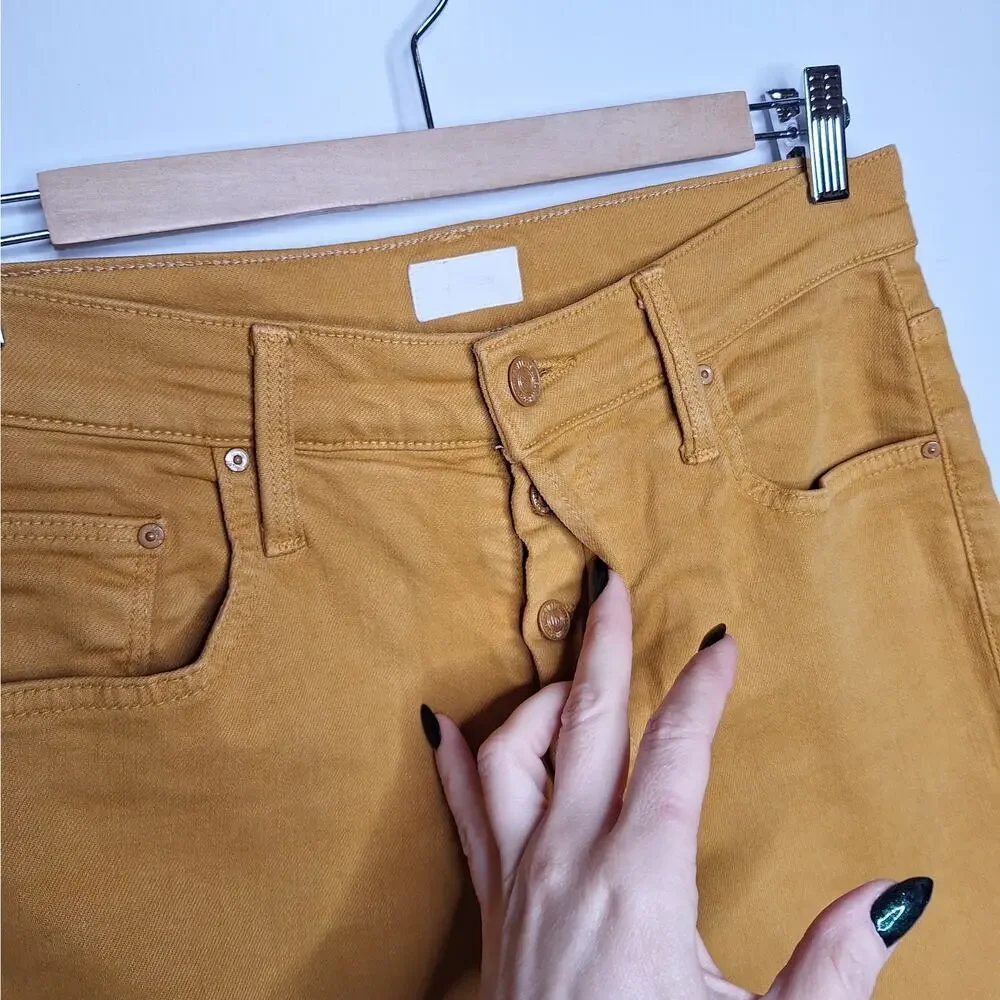 Mother Jeans Tomcat Ankle Fray Denim Buckthorn Mustard 27 (28 